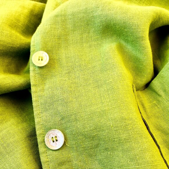 Talbots Vintage Lime Green LINEN Jacket Blazer Lined Pockets Womens size 14 - Picture 11 of 16